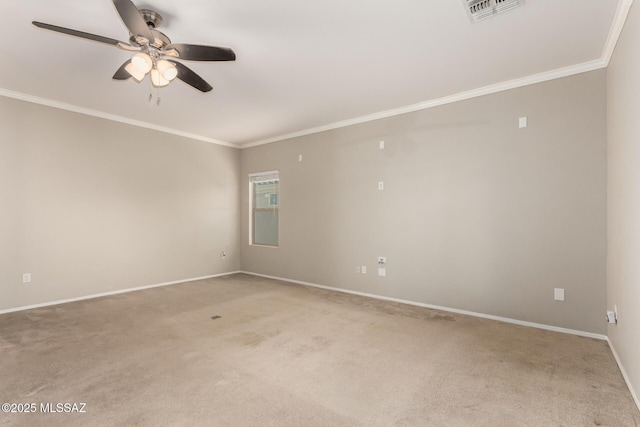 6733 S Stone Fly Dr, Tucson, AZ 85757 - unfurnished room with a ceiling fan, light carpet, ornamental molding, and baseboards