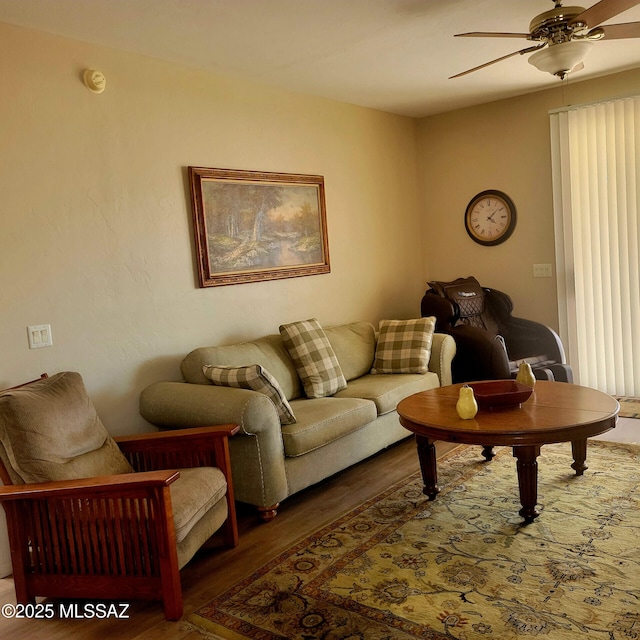 536 W Deerview Ct, Green Valley, AZ 85614 - living area with ceiling fan and wood finished floors
