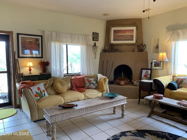 1606 N Panorama Way, Cochise, AZ 85606 - living area with light tile patterned floors and a large fireplace
