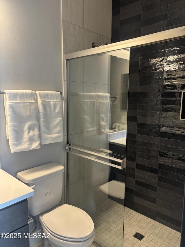 12710 N Sonoran Preserve Blvd Lot 24, Marana, AZ 85658 - full bathroom with vanity, a shower stall, and toilet