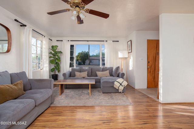 4308 E Elmwood St, Tucson, AZ 85711 - living room featuring wood finished floors and ceiling fan
