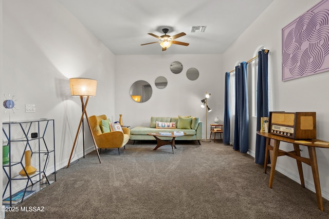 12475 N Faraway Wash Trl, Marana, AZ 85658 - living room with carpet floors and ceiling fan