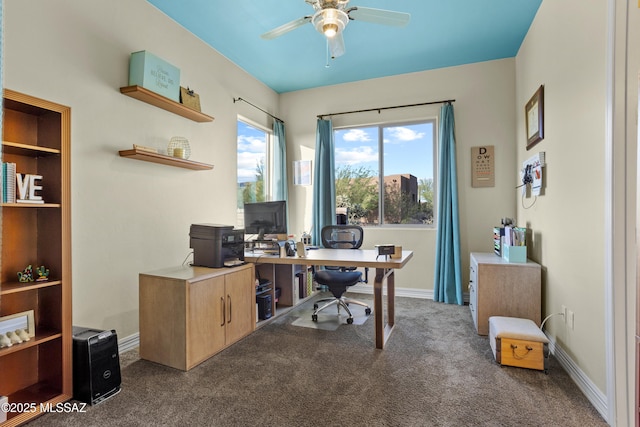 12475 N Faraway Wash Trl, Marana, AZ 85658 - office featuring carpet flooring and ceiling fan