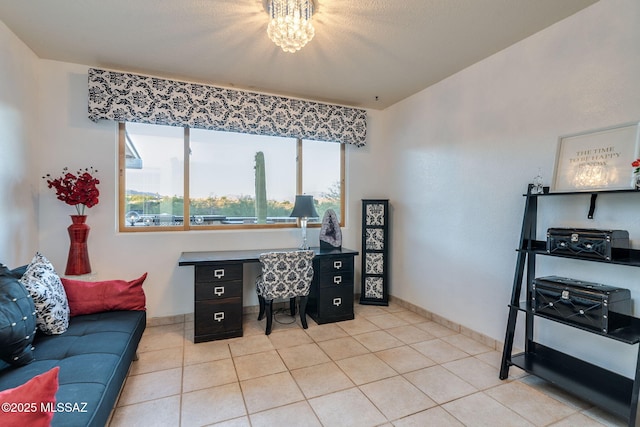 4990 N Kolb Rd, Tucson, AZ 85750 - office area featuring light tile patterned flooring and a chandelier