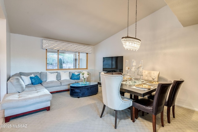 4990 N Kolb Rd, Tucson, AZ 85750 - dining space featuring vaulted ceiling, carpet floors, and a chandelier