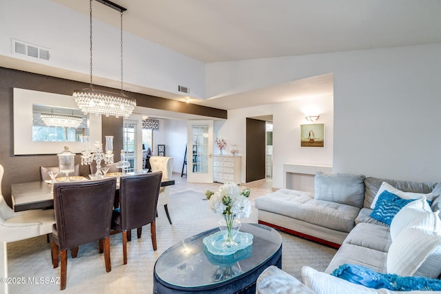 4990 N Kolb Rd, Tucson, AZ 85750 - living room with a chandelier and high vaulted ceiling