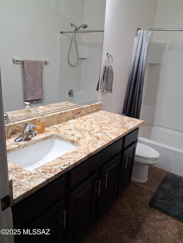 210 W Andrew Potter St, Vail, AZ 85641 - bathroom featuring shower / bath combo with shower curtain, vanity, toilet, and tile patterned flooring