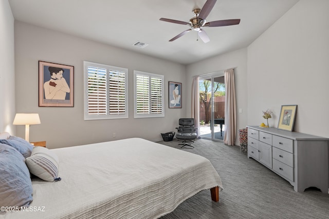 8984 E Wright School Loop, Tucson, AZ 85715 - carpeted bedroom featuring access to exterior and a ceiling fan