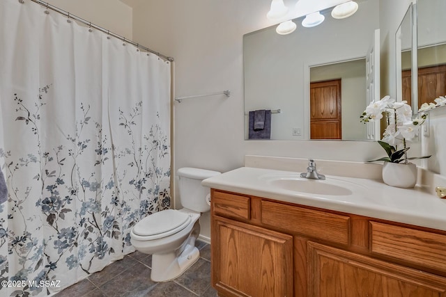 8191 N White Stallion Pl, Tucson, AZ 85743 - bathroom featuring vanity, a shower with curtain, and tile patterned flooring
