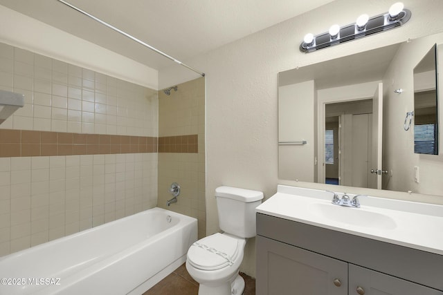 2520 W Vereda De Las Flores, Tucson, AZ 85746 - bathroom featuring vanity, shower / washtub combination, tile patterned flooring, and a textured wall