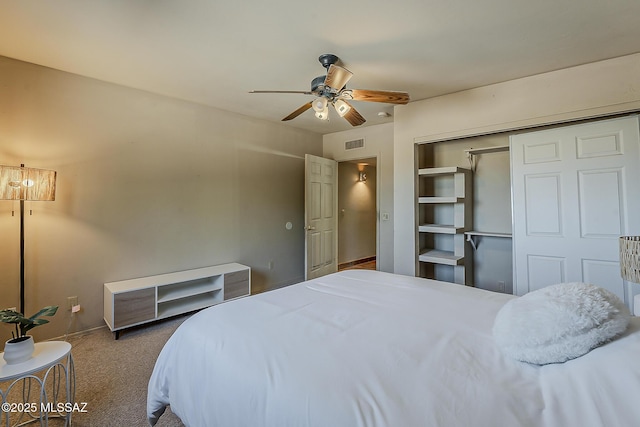 1503 Camino Bacalao, Rio Rico, AZ 85648 - bedroom featuring carpet flooring, a closet, and ceiling fan