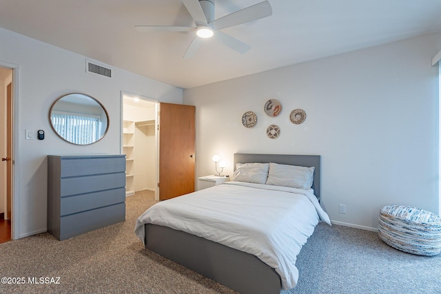 3940 E Timrod St Unit 226, Tucson, AZ 85711 - bedroom with carpet floors, a walk in closet, baseboards, and ceiling fan