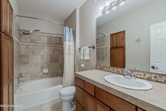 1500 E Pusch Wilderness Dr Unit 15205, Oro Valley, AZ 85737 - bathroom with shower / bath combo, vanity, and tile patterned flooring