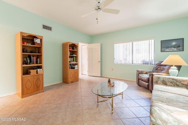 1857 W Dalehaven Cir, Tucson, AZ 85704 - living area featuring ceiling fan and light tile patterned floors
