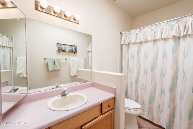 1857 W Dalehaven Cir, Tucson, AZ 85704 - full bathroom featuring vanity, tile patterned floors, and a shower with curtain