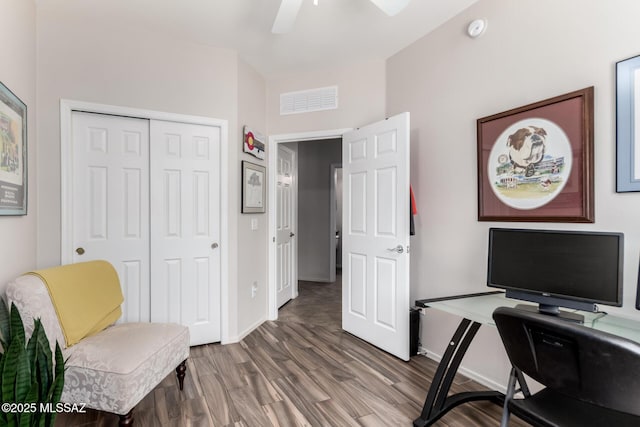 2257 E Skipping Rock Way, Tucson, AZ 85737 - office space featuring wood finished floors and ceiling fan