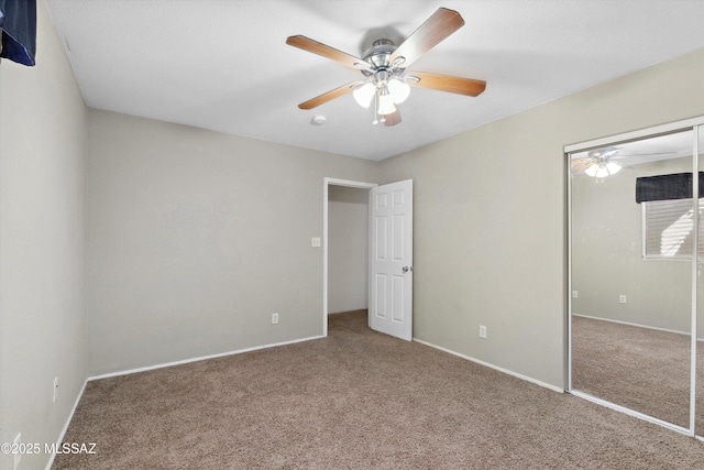 807 N Manzanita Pl, Saint David, AZ 85630 - unfurnished bedroom with carpet floors, a closet, and ceiling fan