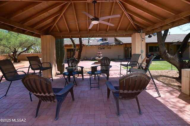 8142 N Modena Dr, Tucson, AZ 85742 - view of patio with a gazebo and a ceiling fan