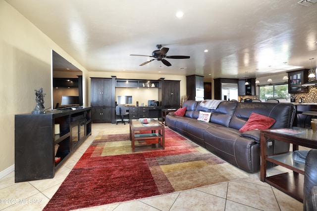 8142 N Modena Dr, Tucson, AZ 85742 - living room with ceiling fan and light tile patterned floors