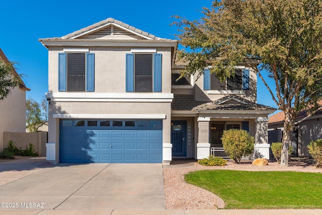 4660 E Torrey Pines Ln, Chandler, AZ 85249 - view of front of home with a garage, concrete driveway, stucco siding, and a tiled roof