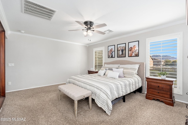 4660 E Torrey Pines Ln, Chandler, AZ 85249 - bedroom featuring carpet flooring, crown molding, and a ceiling fan