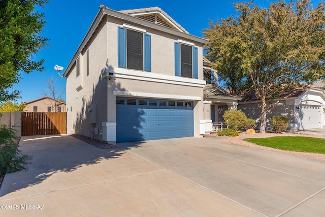 4660 E Torrey Pines Ln, Chandler, AZ 85249 - traditional-style house with concrete driveway, an attached garage, a gate, and stucco siding
