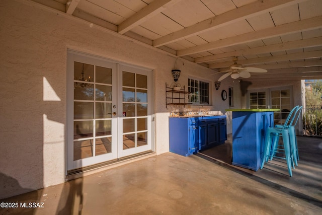 5015 N Via Condesa, Tucson, AZ 85718 - view of patio featuring french doors and ceiling fan