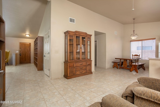5442 W Cochie Springs St, Marana, AZ 85658 - living area featuring high vaulted ceiling and light tile patterned flooring