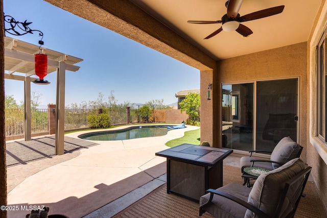 9407 E Greek Sage Way, Vail, AZ 85641 - fenced backyard with a ceiling fan and a patio