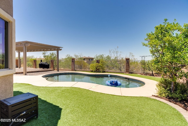 9407 E Greek Sage Way, Vail, AZ 85641 - view of swimming pool featuring a pergola, a fenced backyard, a patio, and grilling area