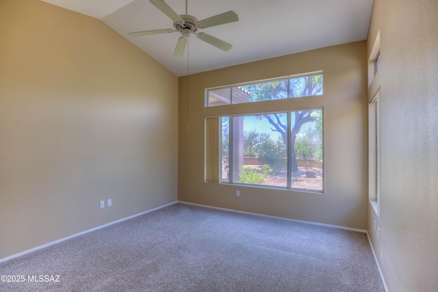 13491 N Tom Ryans Way, Oro Valley, AZ 85755 - empty room with carpet floors, a ceiling fan, and vaulted ceiling
