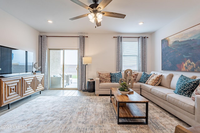 10490 W Beaman Ln, Marana, AZ 85653 - living area featuring ceiling fan and recessed lighting