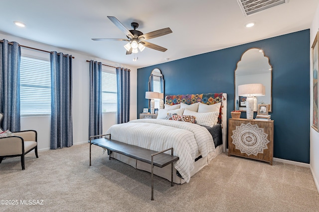 10490 W Beaman Ln, Marana, AZ 85653 - bedroom with carpet flooring, recessed lighting, and a ceiling fan