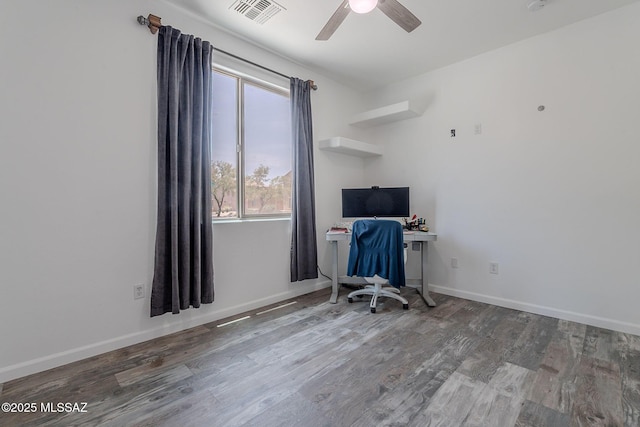 10567 E Desert Drifter Pl, Tucson, AZ 85747 - unfurnished office with wood finished floors and a ceiling fan