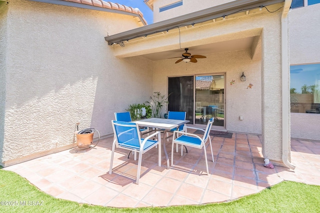 10567 E Desert Drifter Pl, Tucson, AZ 85747 - view of patio / terrace featuring ceiling fan and outdoor dining area