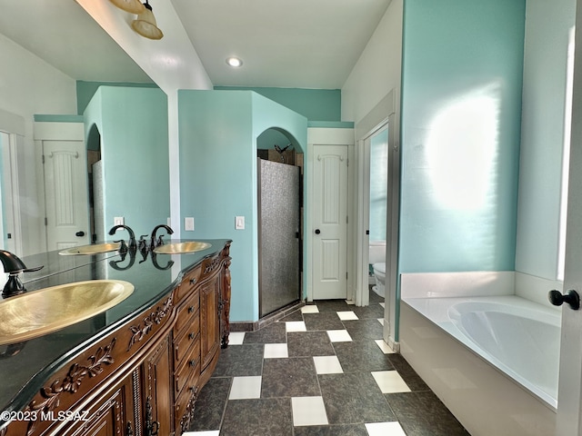 508 N Eagle Meadow Loop, Thatcher, AZ 85552 - bathroom featuring a stall shower, double vanity, and a garden tub
