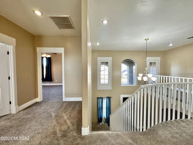 508 N Eagle Meadow Loop, Thatcher, AZ 85552 - stairway with carpet, a chandelier, and recessed lighting