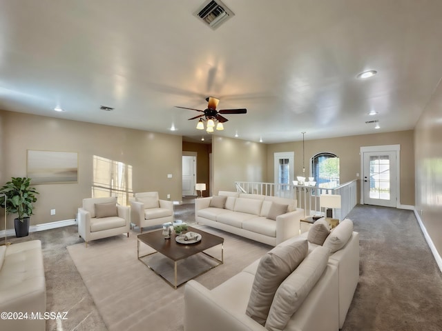 508 N Eagle Meadow Loop, Thatcher, AZ 85552 - carpeted living room with ceiling fan and recessed lighting