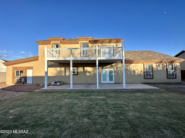 508 N Eagle Meadow Loop, Thatcher, AZ 85552 - rear view of property featuring french doors, a yard, a patio area, and stucco siding