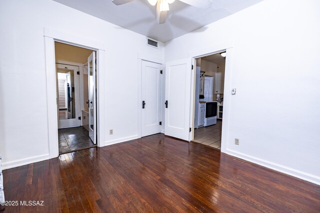 1809 E 8th St, Tucson, AZ 85719 - unfurnished bedroom with ensuite bathroom, hardwood / wood-style flooring, and a ceiling fan
