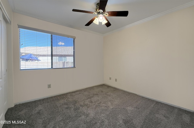 2898 W Simplicity Dr, Tucson, AZ 85741 - carpeted empty room with crown molding and a ceiling fan