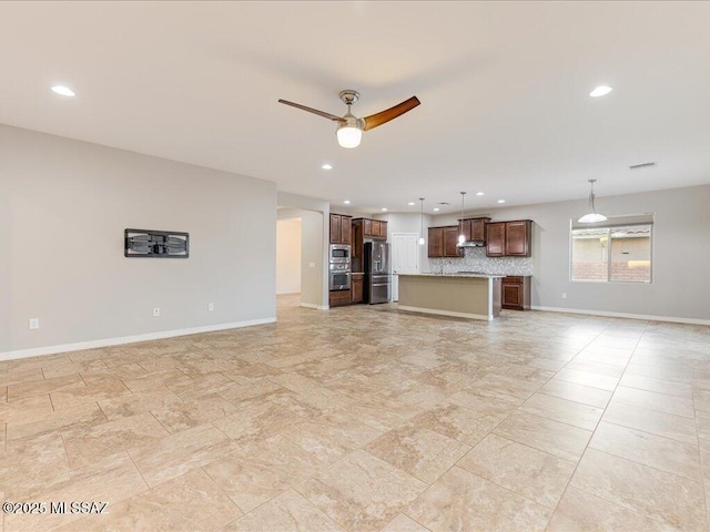 3872 W Sonoma Ranch Pl, Marana, AZ 85658 - unfurnished living room featuring recessed lighting and ceiling fan