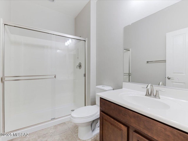 3872 W Sonoma Ranch Pl, Marana, AZ 85658 - bathroom with vanity, a stall shower, and tile patterned floors
