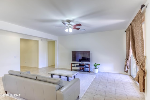 8348 N Mountain Stone Pine Way, Tucson, AZ 85743 - living area featuring light tile patterned floors and ceiling fan