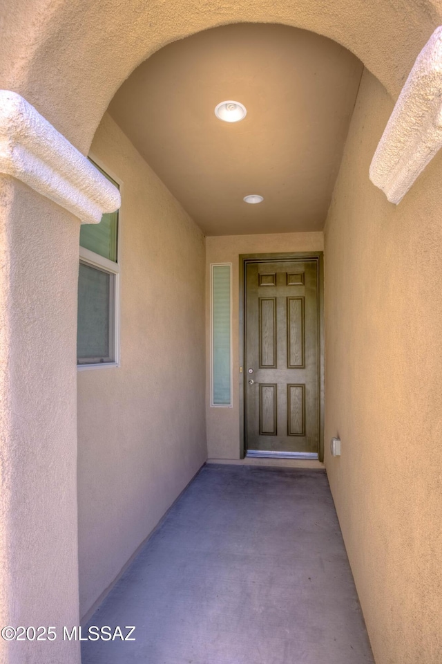 8348 N Mountain Stone Pine Way, Tucson, AZ 85743 - doorway to property featuring stucco siding