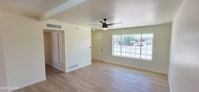 2215 E Bantam Rd, Tucson, AZ 85706 - unfurnished room with light wood-type flooring, a ceiling fan, and beam ceiling
