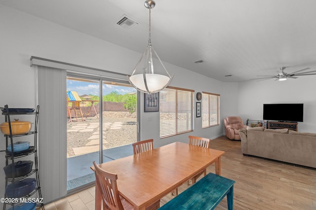 977 S Limestone St, Benson, AZ 85602 - dining room featuring light wood-style floors and ceiling fan