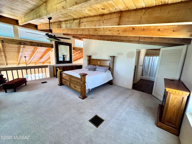 10487 E Turkey Creek Rd, Pearce, AZ 85625 - bedroom featuring a wooden ceiling with exposed beams and carpet flooring