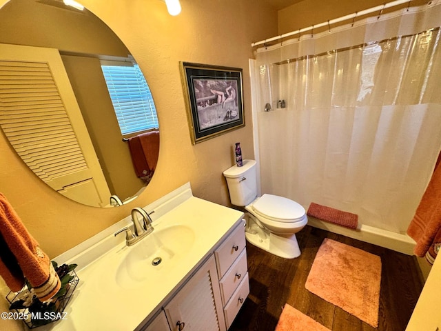 10487 E Turkey Creek Rd, Pearce, AZ 85625 - full bath featuring vanity, wood finished floors, and a shower with curtain