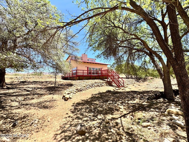 10487 E Turkey Creek Rd, Pearce, AZ 85625 - view of yard featuring a deck and stairway